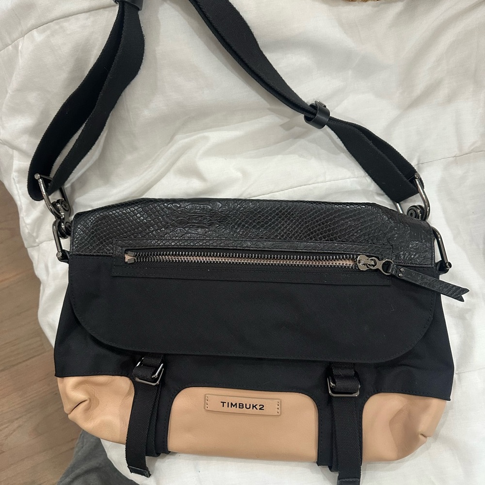 Timbuk2 Black and Tan Messenger Bag